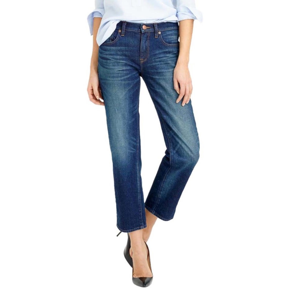 J. Crew wide leg cropped jean in Lowry blue wash